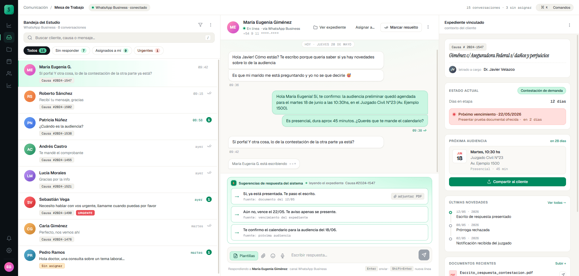 Portal de seguimiento para estudio jurídico